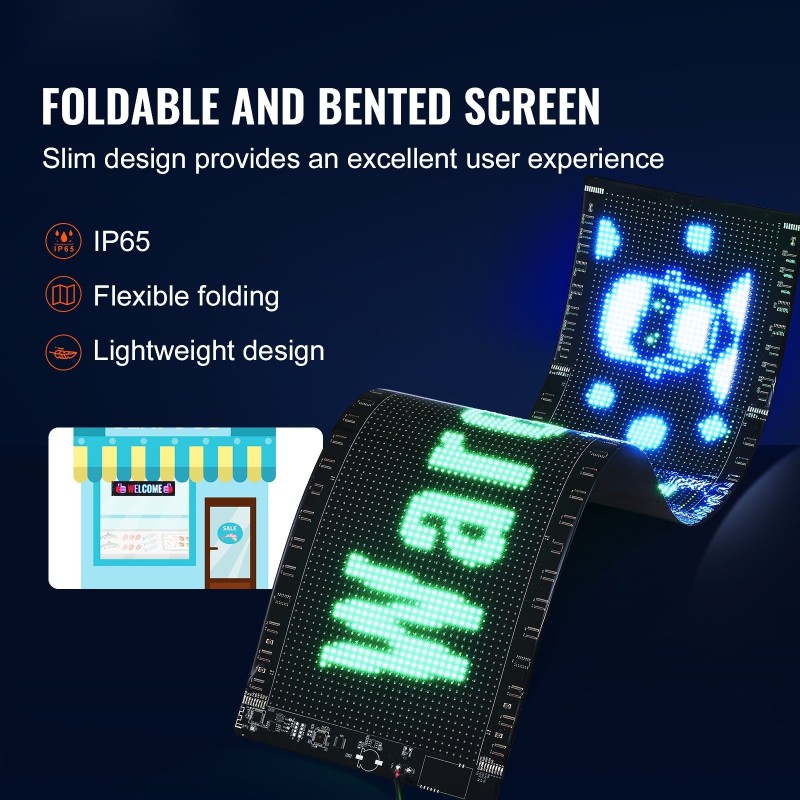 LED-mainoskyltti ohjelmoitava täysvärinen P5 vierivä 83,5x20 cm Bluetooth-sovellus