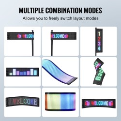 Ohjelmoitava täysvärinen P5 LED-tekstitaulu 38x10 cm muokattava teksti Bluetooth-sovellusohjaus