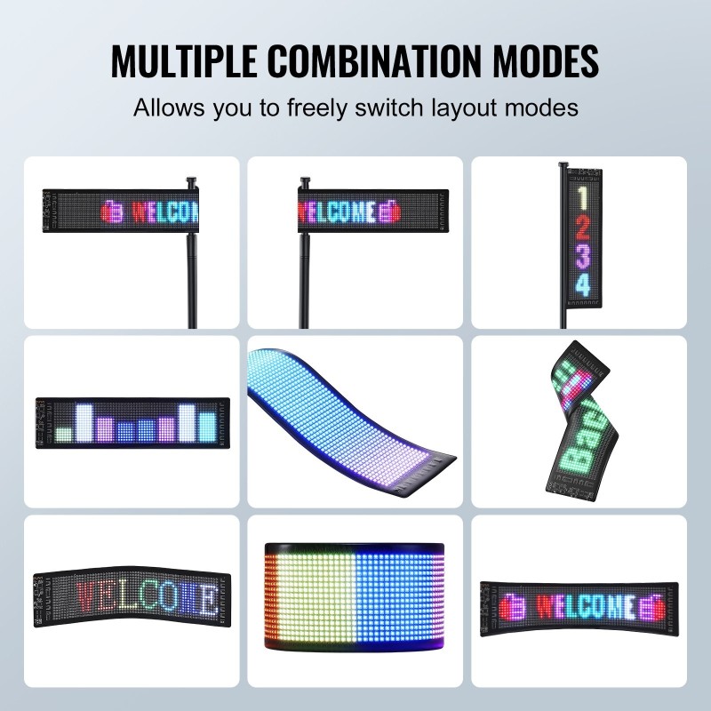 Ohjelmoitava täysvärinen P5 LED-tekstitaulu 38x10 cm muokattava teksti Bluetooth-sovellusohjaus