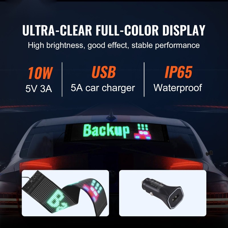 LED-näyttö ohjelmoitava täysvärinen vierivä P6 68x12 cm Bluetooth-sovellusohjaus