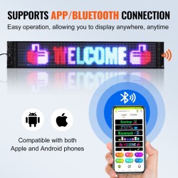 LED-näyttö ohjelmoitava täysvärinen vierivä P6 68x12 cm Bluetooth-sovellusohjaus