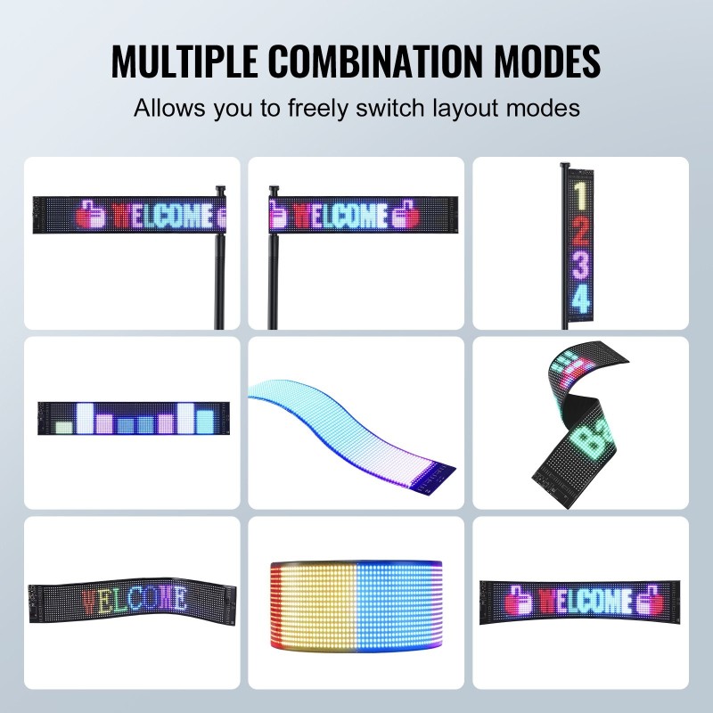 LED-näyttö ohjelmoitava täysvärinen vierivä P6 68x12 cm Bluetooth-sovellusohjaus