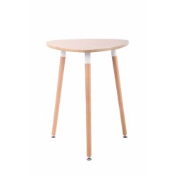 Kolmionmuotoinen keittiöpöytä pyökkijalustalla ja säädettävillä lattiasuojilla