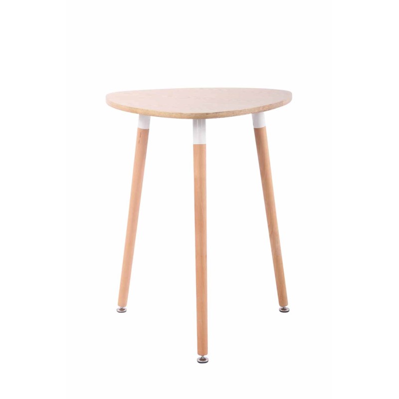 Kolmionmuotoinen keittiöpöytä pyökkijalustalla ja säädettävillä lattiasuojilla