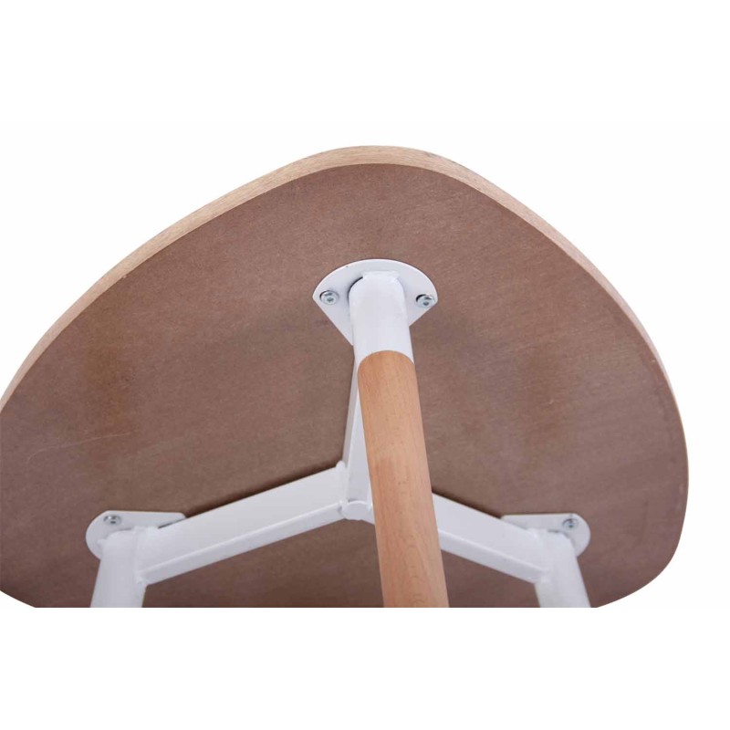 Kolmionmuotoinen keittiöpöytä pyökkijalustalla ja säädettävillä lattiasuojilla