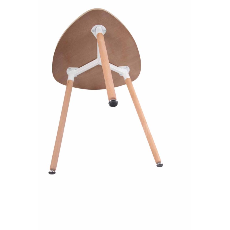 Kolmionmuotoinen keittiöpöytä pyökkijalustalla ja säädettävillä lattiasuojilla