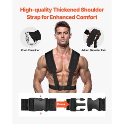 Teräksinen voimareki vetoharjoitteluun musta valjaiden kanssa 25 ja 51 mm levypainoille yhteensopiva