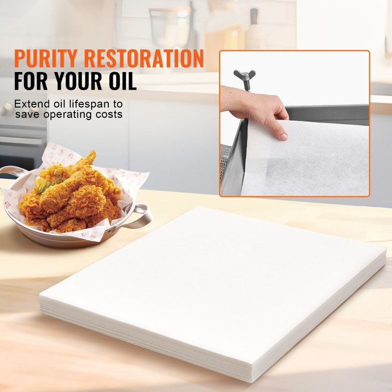 Uppopaistimen suodatinpaperi 100 arkkia 490 x 410 mm ammattikäyttöön