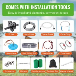 Vaijeriliukurata 30,48 m ruostumaton teräs 227 kg kantavuus turvavaljaat lapsille ja aikuisille