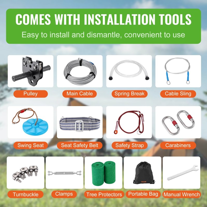 Vaijeriliukurata 30,48 m ruostumaton teräs 227 kg kantavuus turvavaljaat lapsille ja aikuisille