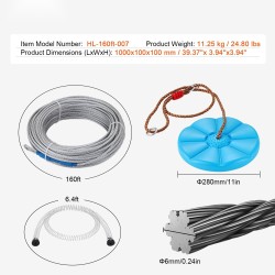 Vaijerirata ulkokäyttöön ruostumaton teräsvaijeri 48,77 m enintään 226,8 kg istuin turvavaljaat