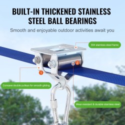 Vaijeriliukurata pihalle noin 16 m 227 kg kantavuus nylon turvavaljaat istuin ohjaustanko