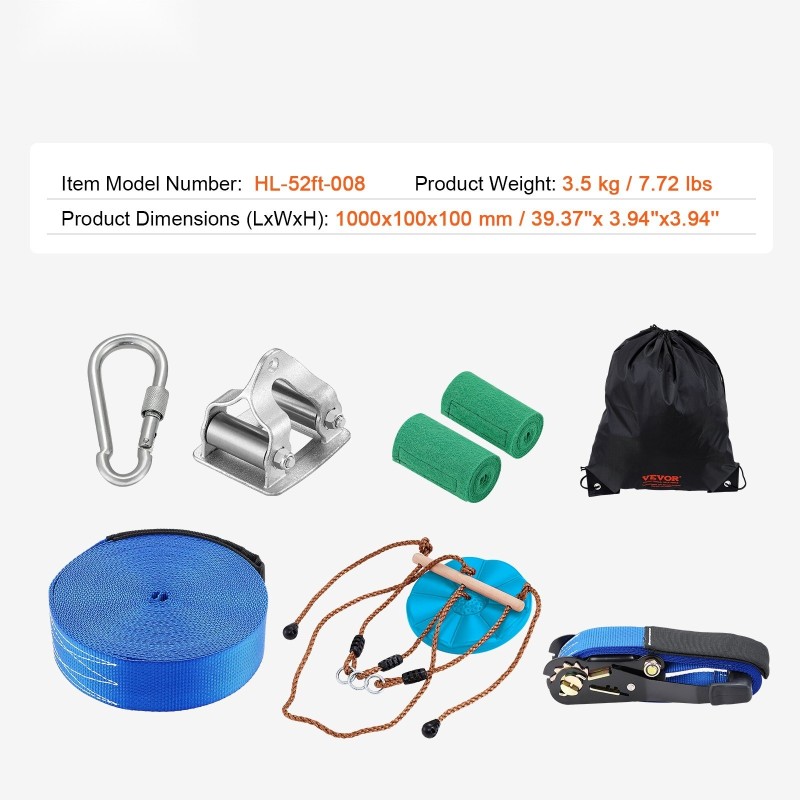 Vaijeriliukurata pihalle noin 16 m 227 kg kantavuus nylon turvavaljaat istuin ohjaustanko