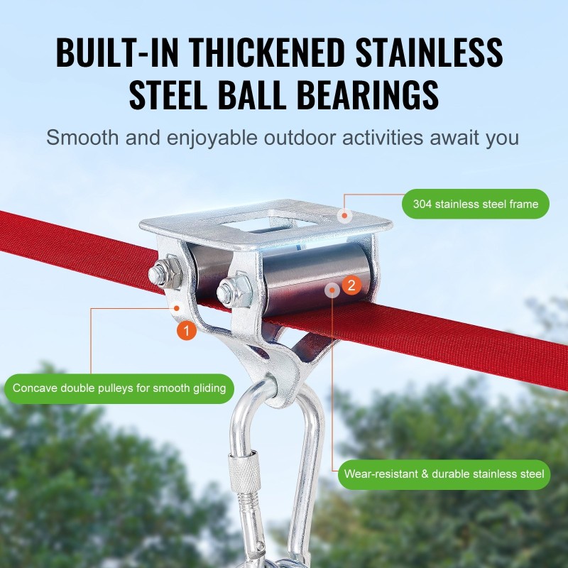 Vaijeriliukusarja 19,8 m kantavuus 227 kg nylon turvavaljaat istuin ohjaustanko