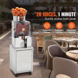 Ammattikäyttöinen automaattinen appelsiinimehupuristin SUS304 ruostumaton teräs PC-suojakansi vesihana 25 appelsiinia minuutissa