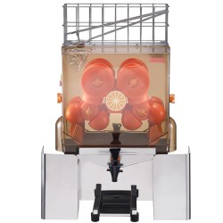 Kaupallinen appelsiinimehupuristin ruostumaton teräs PC kansi 20 appelsiinia minuutissa 120 wattia automaattinen kuorinta