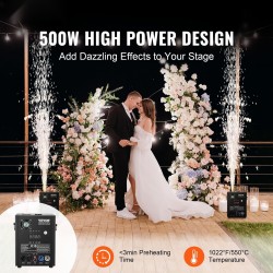 Kylmäsädeefektikone 500W alumiiniseosrunko DMX ja langaton ohjaus säädettävä 2-4 m lavakäyttöön