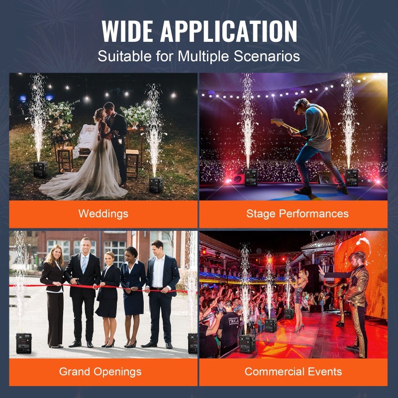 Kylmäsädeefektikone 500W alumiiniseosrunko DMX ja langaton ohjaus säädettävä 2-4 m lavakäyttöön