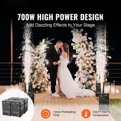 Kylmäkipinäkoneet 4 kpl 700W säädettävä 2–5 m alumiiniseosrunko DMX-ohjaus