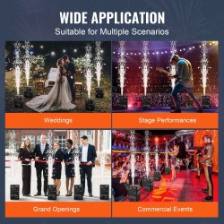 Kylmäkipinäkoneet 4 kpl 700W säädettävä 2–5 m alumiiniseosrunko DMX-ohjaus