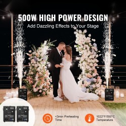 Kylmäkipinälaite alumiiniseosrunko 500 W säädettävä 2–4 m 2 kpl DMX-ohjaus