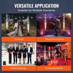 Kylmäkipinälaite alumiiniseosrunko 500 W säädettävä 2–4 m 2 kpl DMX-ohjaus