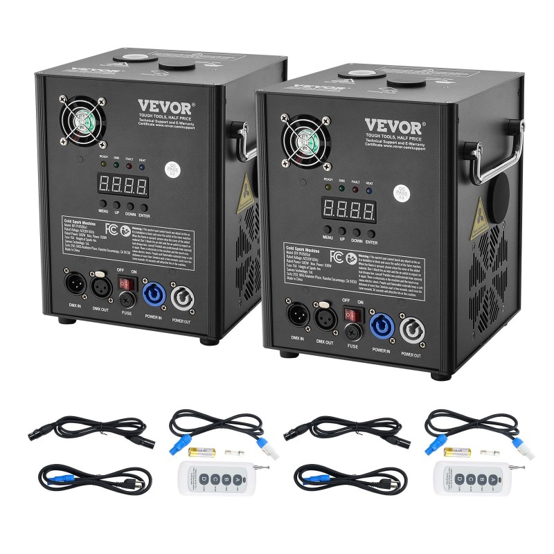 Kylmäkipinälaite alumiiniseosrunko 500 W säädettävä 2–4 m 2 kpl DMX-ohjaus