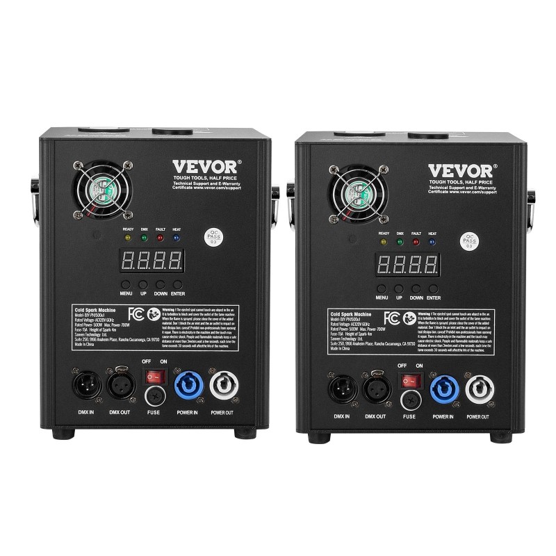 Kylmäkipinälaite alumiiniseosrunko 500 W säädettävä 2–4 m 2 kpl DMX-ohjaus