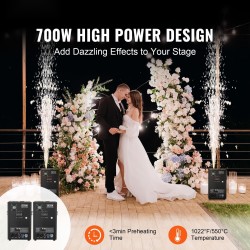 Kylmäsuihkukoneet 2 kpl 700W alumiiniseos säädettävä 2–5 m DMX-ohjaus lavaan ja juhliin