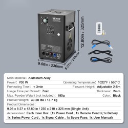 Kylmäsuihkukoneet 2 kpl 700W alumiiniseos säädettävä 2–5 m DMX-ohjaus lavaan ja juhliin