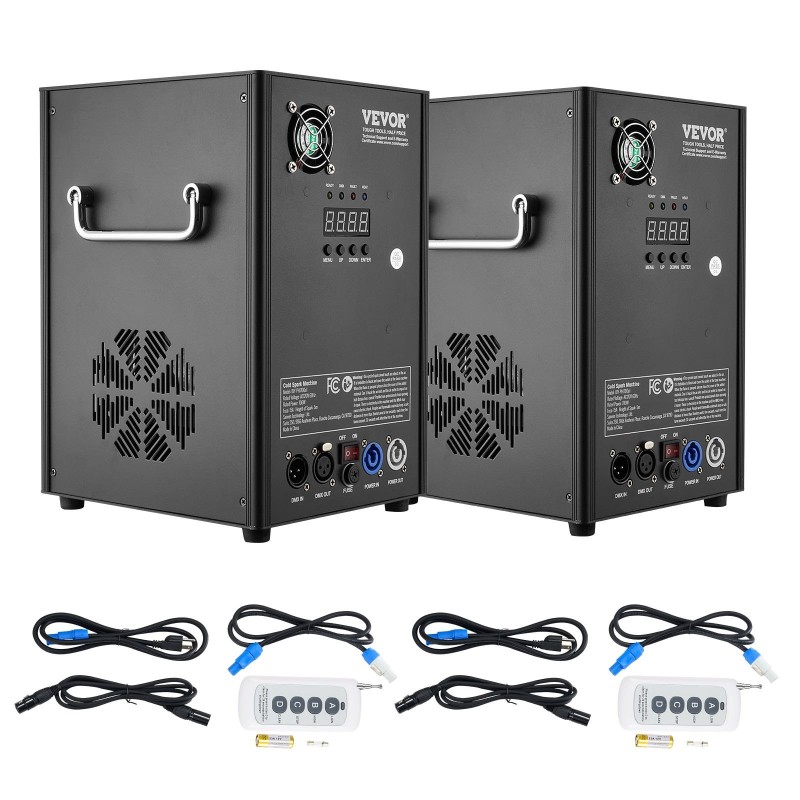 Kylmäsuihkukoneet 2 kpl 700W alumiiniseos säädettävä 2–5 m DMX-ohjaus lavaan ja juhliin