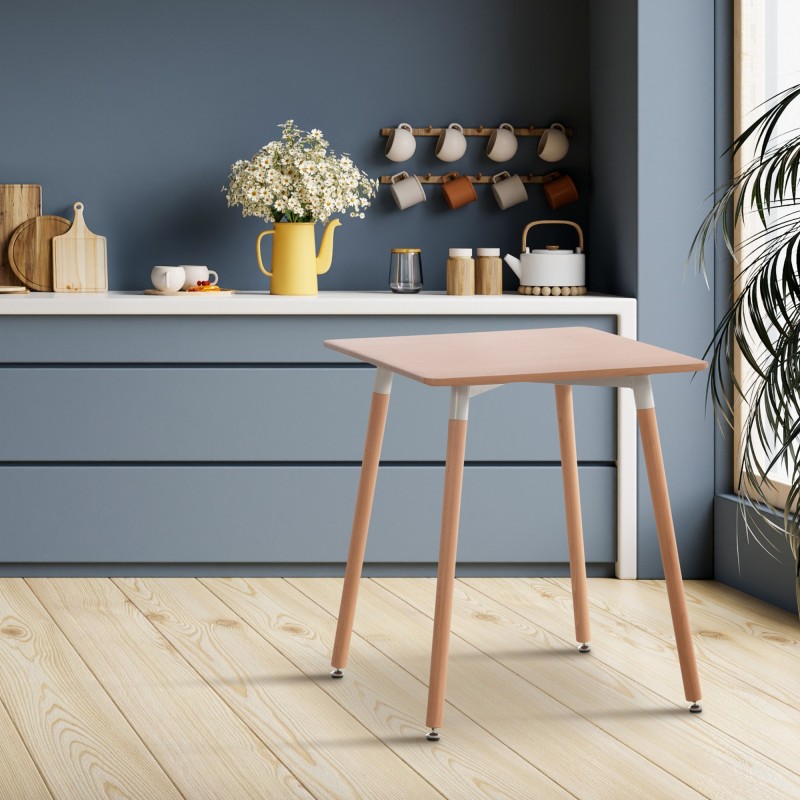 Viborg-keittiöpöytä pyökkijalustalla, säädettävä, kaksi kokoa, helppo koota