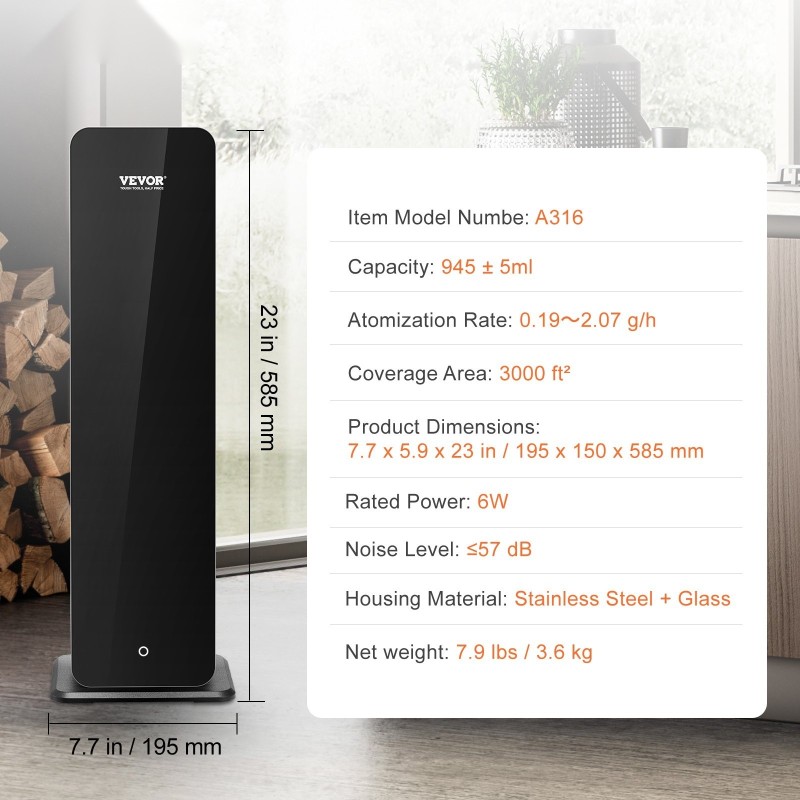 Kylmäilmadiffuuseri 950 ml vesivapaa Bluetooth lattiamallinen hotellille ja toimistoon