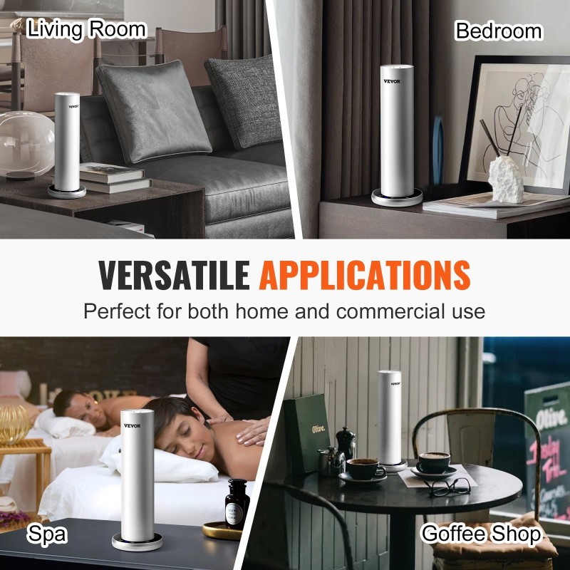 Tuoksukone 120 ml vesitön diffuuseri Bluetooth-ohjaus alumiinirunkoinen lattiamalli