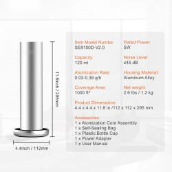 Tuoksukone 120 ml vesitön diffuuseri Bluetooth-ohjaus alumiinirunkoinen lattiamalli