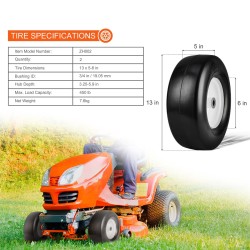 Ruohonleikkurin täysin puhkeamattomat kiinteät PU-renkaat 13x5-6 tuumaa 2 kpl vanteilla