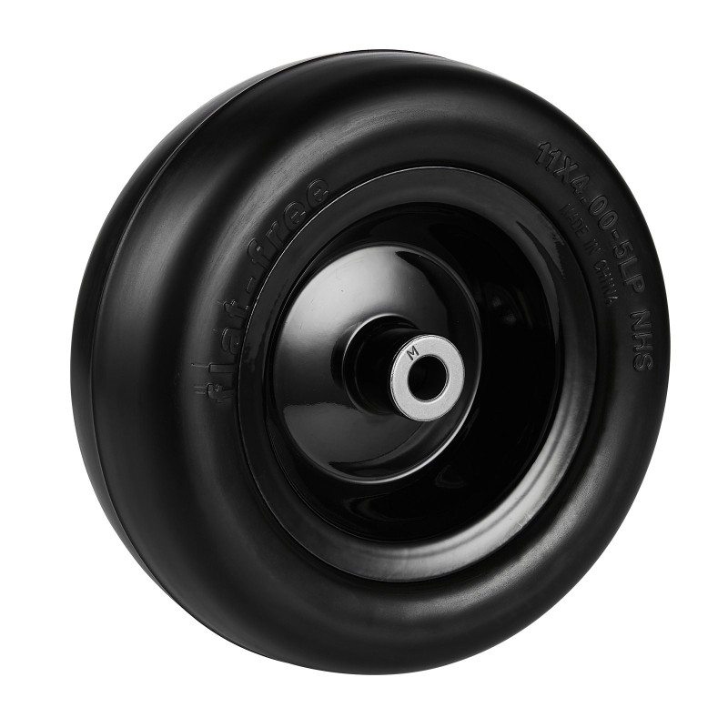 Ruohonleikkurin täytettömät PU-renkaat 11x4-7 tuumaa 2 kpl teräsvanteella