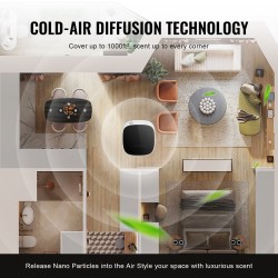 Huonetuoksulaite 100 ml säiliö kylmäilmahajotus vesitön langaton ohjaus 1000 neliöjalan tiloihin