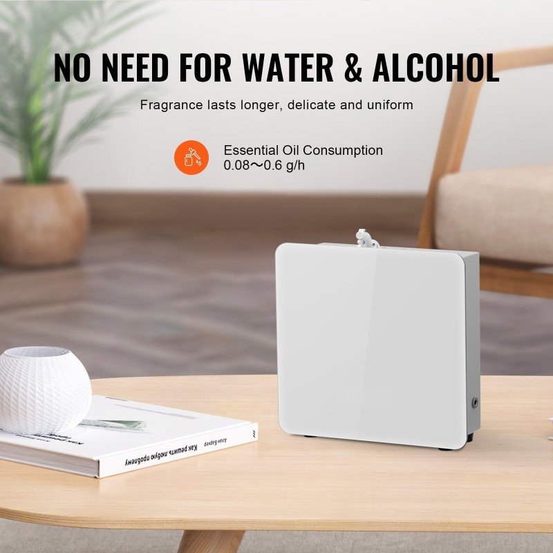 Tuoksukone kylmäsumutekniikalla 480 ml vesivapaa langaton ohjaus 2500 neliöjalkaa metalli akryyli