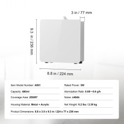 Tuoksukone kylmäsumutekniikalla 480 ml vesivapaa langaton ohjaus 2500 neliöjalkaa metalli akryyli