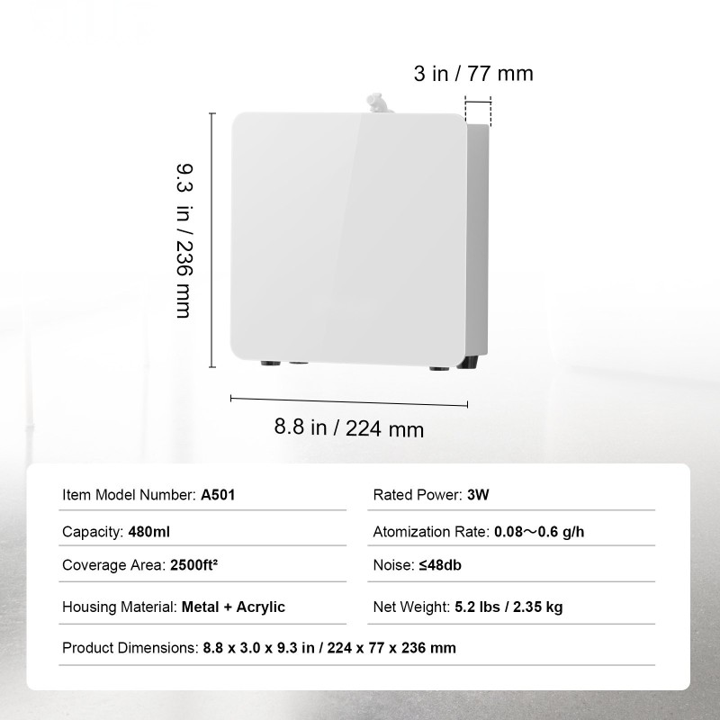 Tuoksukone kylmäsumutekniikalla 480 ml vesivapaa langaton ohjaus 2500 neliöjalkaa metalli akryyli