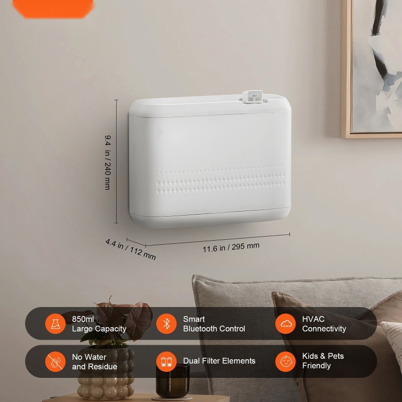 Tuoksulaite vesitön kylmäsumutus 850 millilitraa muovikotelo kotiin ja toimistoihin 5000 neliöjalkaa