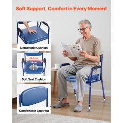 Yöpöytävessa kolmitoiminen säädettävä korkeus 181 kg kantavuus pehmustettu istuin ja selkänoja