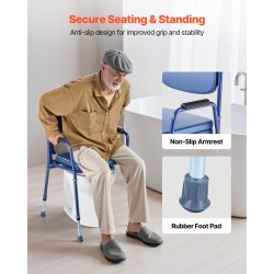 Yöpöytävessa kolmitoiminen säädettävä korkeus 181 kg kantavuus pehmustettu istuin ja selkänoja