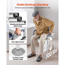 Yöpöytä-wc-tuoli aikuisille kantavuus 227 kg säädettävä korkeus ja leveys 5 l ämpäri