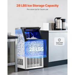 Vapaasti seisova kaupallinen jääpalakone ruostumaton teräs 38 kg vuorokaudessa 40 jääpalaa