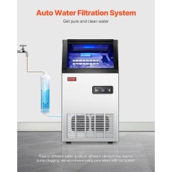 Vapaasti seisova kaupallinen jääpalakone ruostumaton teräs 38 kg vuorokaudessa 40 jääpalaa