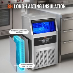 Jääpalakone ruostumatonta terästä 36 kg vuorokaudessa 11 kg säiliö 40 muottia