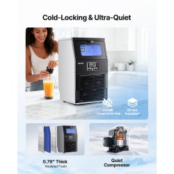 Jääpalakone ruostumaton teräs 36 kg/vrk 5,44 kg säiliö 32 jääpalaa LED näyttö