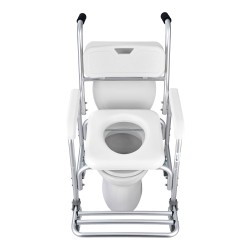 Yöpöydän wc tuoli vahvistetuista putkista 159kg kantavuus pyörillä 5l ämpäri pehmustettu istuin